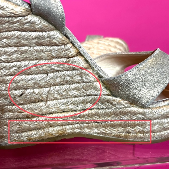 Jimmy Choo Phoenix Gold Platform Wedge ➡️ FLAWS ⬅️ - Picture 7 of 14